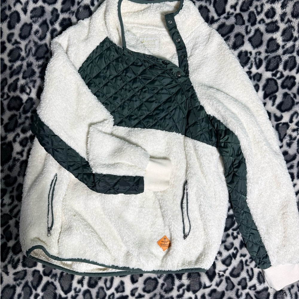 Simply Southern White and black Quilted Sweater